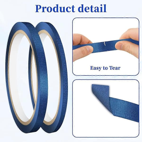 8 ruller blå malertape, 0,11 tommer, 0,27 tommer bred tynd malertape og blå malertape Blue