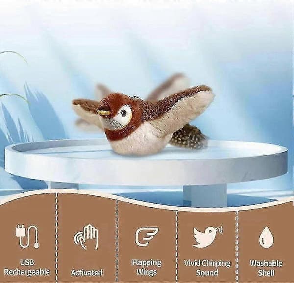 Flying Bird Cat Plush Toy, Interactive Chirping Bird Cat Toy Flapping Wings, Flapping Bird Cat Toy