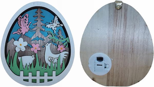 Wooden Decoration for Easter - LED Light Easter Egg Decoration - Wooden Egg Lamp with Chick