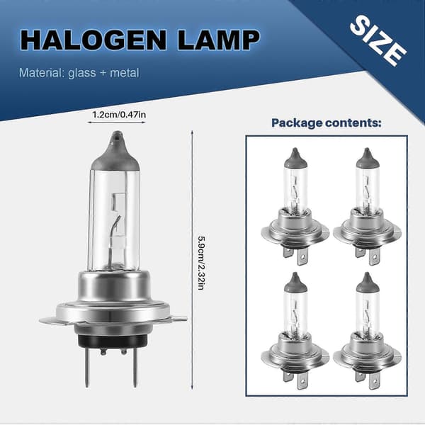4 X H7 Bil Forlygtepærer 12V / 55W Halogen Standard Lampe Lys Silver