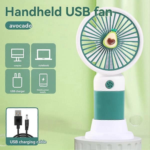 Mini USB Håndholdt Ventilator Multifunktionel Skrivebordsventilator med Stativ Elektrisk Ventilator Studenter Udendørs Bærbar Lille Ventilator D Green
