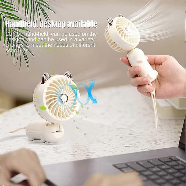 PING-Håndholdt ventilator, Mini USB-ventilator, Genopladelig bærbar ventilator, 3 hastigheder.