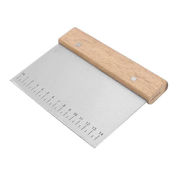 Deigskrape og deigkutter - Deigskrape - Deigkutter - Grønnsakskutter - Rustfritt stål - trehåndtak - 15cm - for kake, røre