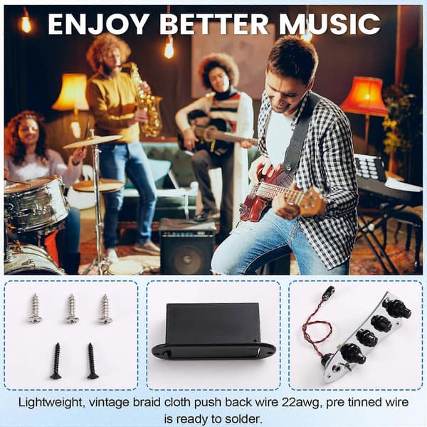 Guitar Bas Kontrolplade Forudkablet Forsyninger Kablet Switch Kontrolplade til Elektrisk Basinstrument Silver