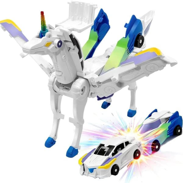 Magnetisk Transformerende Bil Enhjørning – Transformer Bil 2-i-1 Robotlegetøj til Drenge & Piger Iridescent Gradient Blue