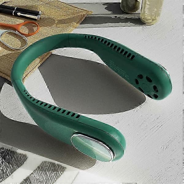 F60 Bærbar USB Halsventilator Bladløs Mini Køleventilator til Sommer Personlig Køler Green