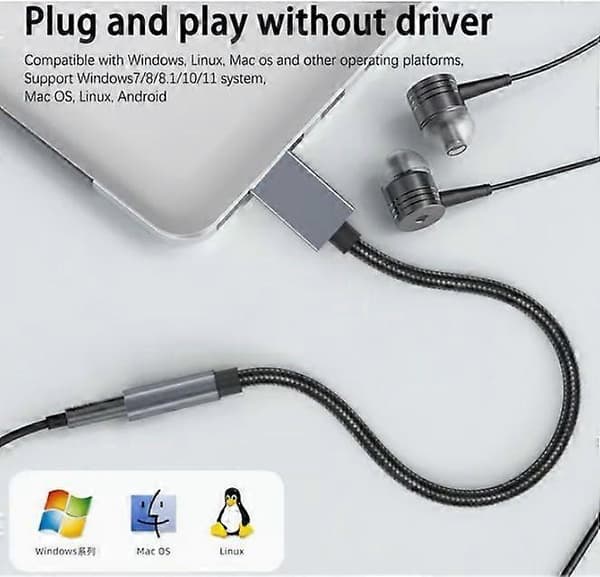 USB till 3,5 mm (hona) ljudadapter