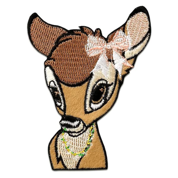 Høj kvalitet Applikation / Strygemærke - BAMBI Hoved Dyr Børn – brun - xa06x8cm - Patch