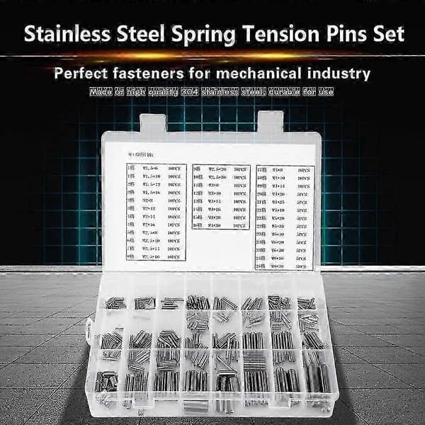 280 stk. rustfrit stål fjedersplit spænding elastiske cylindriske splitbolte sæt M1.5 M2 M2.5 M6 M8 Do Silver