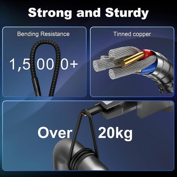 ZIKNYDO USB-C till USB-C bildskärmskabel 2m, USB-C 3.2 20Gbps dataöverföring, stöder 8K@30Hz, 4K@60Hz/144Hz video, 240W 48V/5A