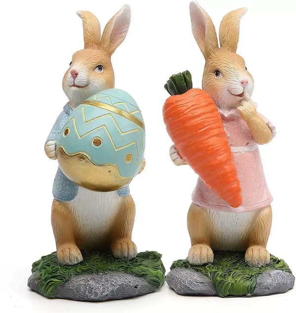 Påskehare Dekoration, Forår Hjemmeindretning Hare Figurer (Påske Brun Hare 2 Stykker)