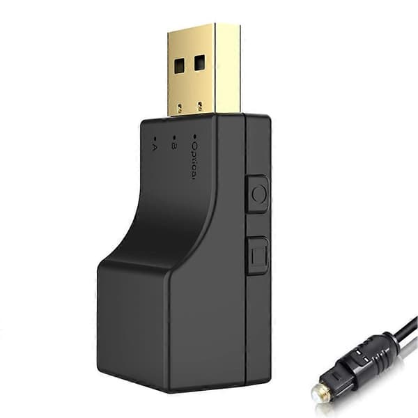 Bluetooth Transmitter + SPDIF 2 i 1 Bluetooth 5.0 Audio Transmitter Lav Latens Optisk Trådløs_Kvalitetsgåvor black