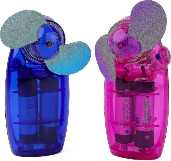 2-pack mini bärbara handhållna fläktar för män, kvinnor och barn, batterier ingår ej.