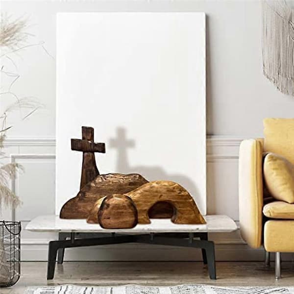 The Empty Tomb Easter Scene and, Wooden Easter Grave Scene Decoration, Wooden Easter Rebirth Decor