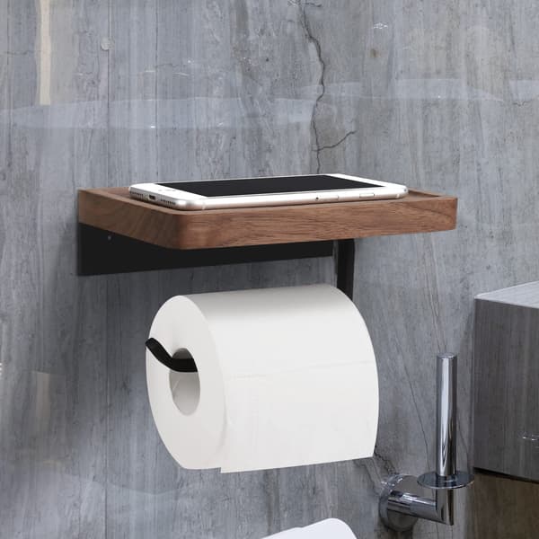 Toiletpapirholder med konkav hylde (selvklæbende eller boring)