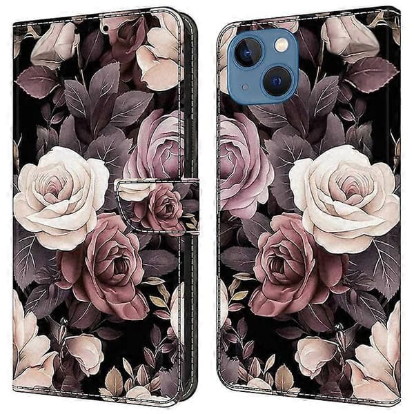 Compatible for iPhone 15 Shockproof Case Leather Flip Folio Phone Cover with Wallet (Pink)