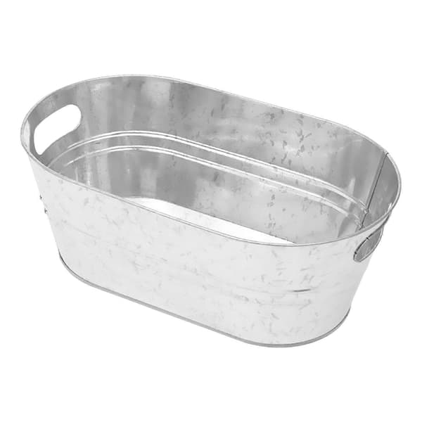 2x Lång Galvaniserad Oval Balja, Galvaniserad Stål Metall Oval Balja, Klassisk Metall Dryck