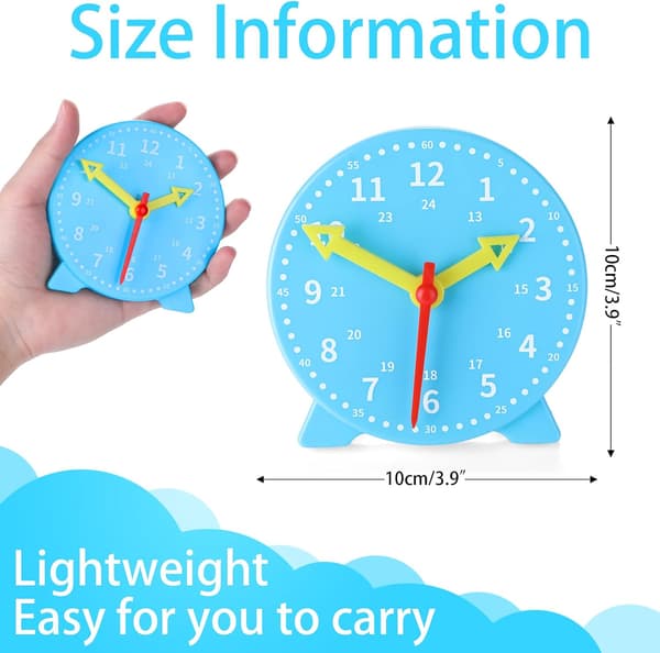 Learning clock, children's teaching clock, demonstration clock, clock game children's home school educational toys (blue)
