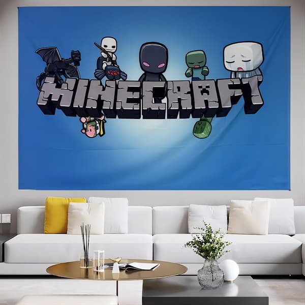 Seinävaate Minecraft-teema Syntymäpäiväjuhlat Seinävaate Kodintarvikkeet Seinävaate 75*100 75*100 Holding a pickaxe