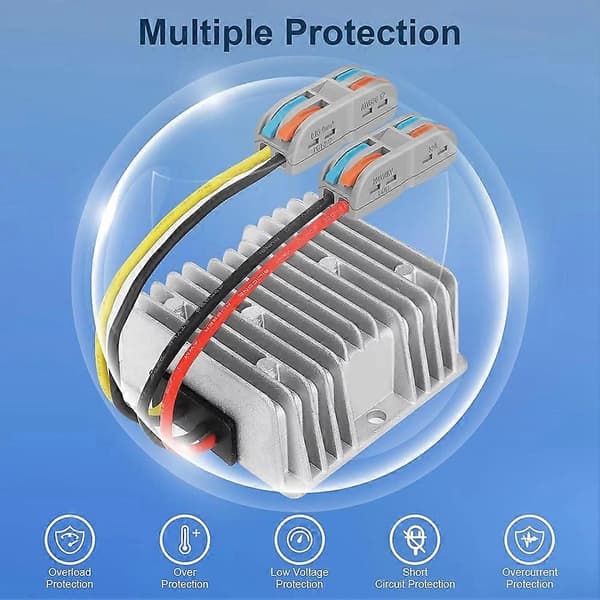 DC 36V/48V til 12V 20A 240W DC DC-omformer Regulator Strømforsyningsmodul Buck Transformer, Vanntett Silver