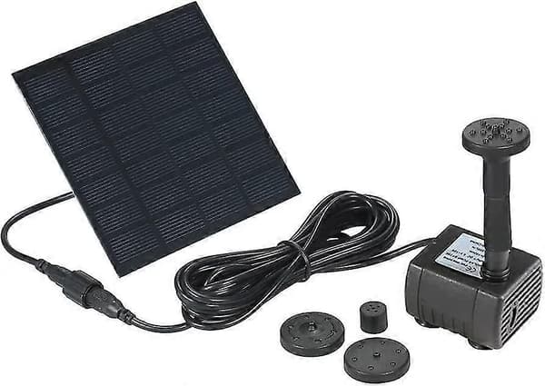 Solvattenpump, solfontänkit, dränkbar solvattenpump för fågelbad utomhus