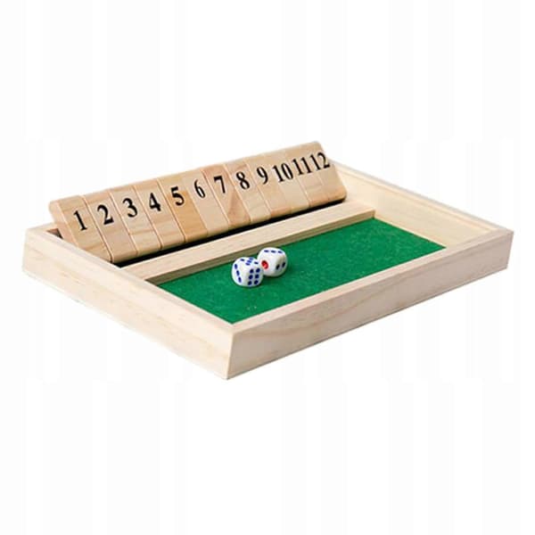 Shut The Box Træbræt Terningespil Med 12 Tal Bordplade Traditionel_Specialtilbud