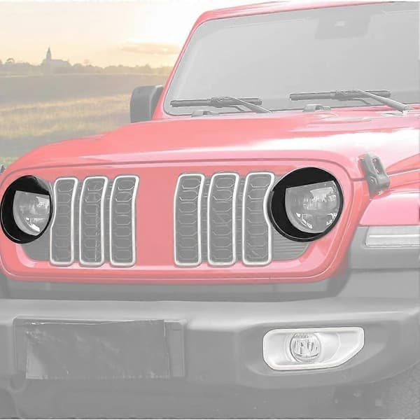 Frontlysrammer \"Angry Bird\"-stil frontlysdeksel for Jeep Wrangler JL & 4XE 2024 Tilbehør Svart