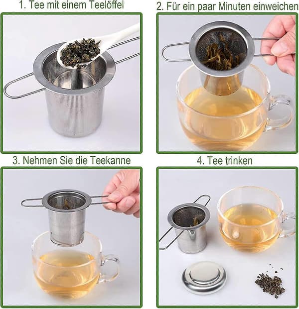 Pakke med 2 te-infusere, løs te-infuser, premium 304 rustfrit stål tefilter gave H