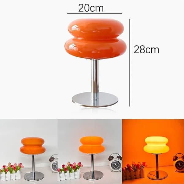 LED Table Lamp, Retro Glass Atmosphere Lamp, Cute Desk Lamp, USB Night Light (Orange)