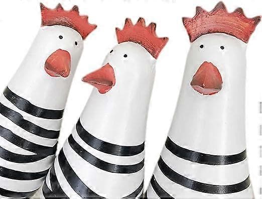 3 Kyllingpynt i tre, liten kyllingfigur, liten kitch