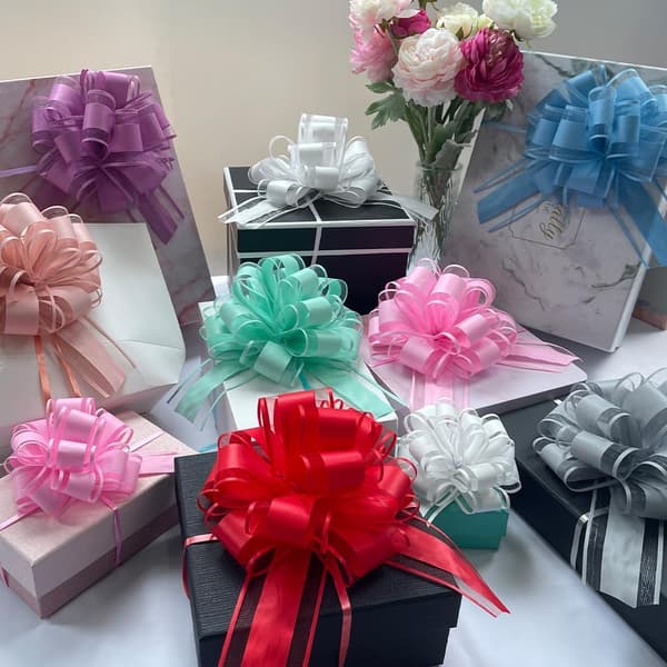 Pink Pull Bows, 20-Pack Large Gift Bows for Party, Wedding Decorations, and Floral Arrangement Accessories Pink