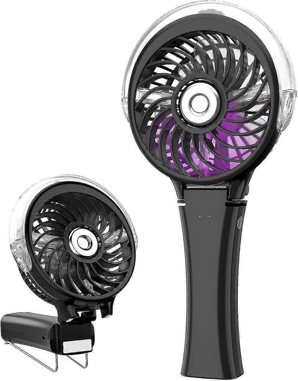 Håndholdt lille ventilator USB foldbar bærbar mini lille ventilator (lys sort)