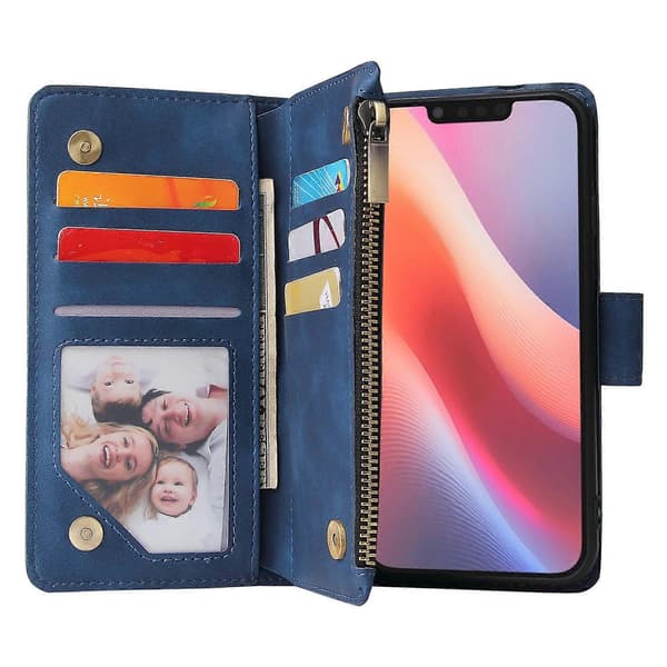 För iPhone 16e Plånboksfodral CASEME 013-serien PU Läder Telefonskydd Ställ Blå Blue Blue