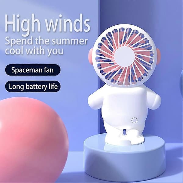 USB-opladning Lille ventilator Bærbar lyserød astronaut miniventilator lyserød