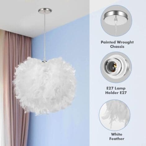 Creative Crown Feather Ceiling Lamp Children's Room Cafe Bar