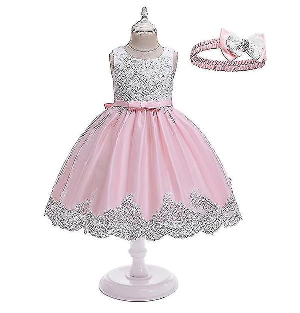 Barn Baby Flicka Fest Bowknot Tutu Klänning Festspel Bröllop Prinsessa Dop - JT_Billiga presenter 0-3 Months Bean paste