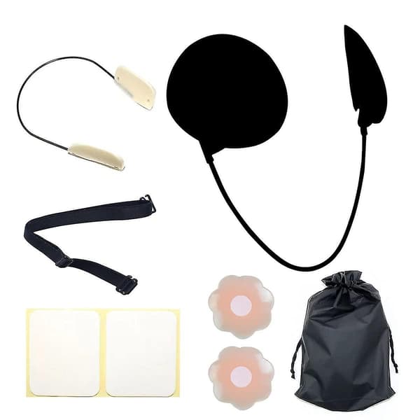 Push Up Frontlös BH Kit Djup Urringning BH Kit BH Dold BH Hud Black
