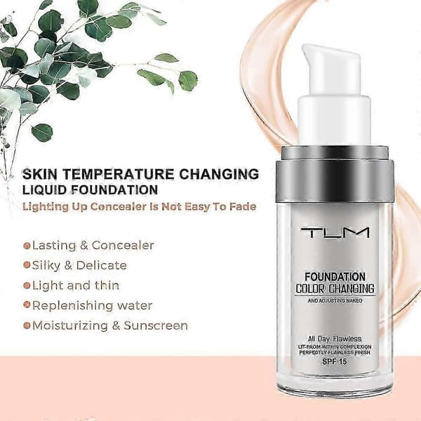 2 stk Tlm farveskiftende foundation til aldrende hud, flydende makeupbase nøgen ansigtsconcealercreme
