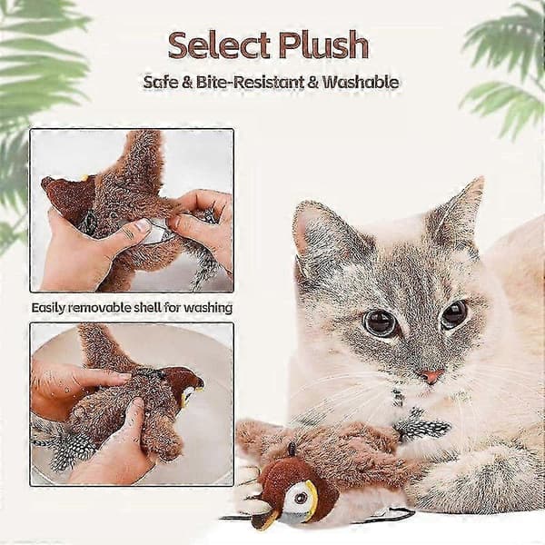 Flying Bird Cat Plush Toy, Interactive Chirping Bird Cat Toy Flapping Wings, Flapping Bird Cat Toy