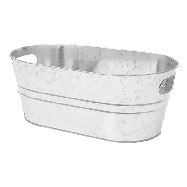 2x Lång Galvaniserad Oval Balja, Galvaniserad Stål Metall Oval Balja, Klassisk Metall Dryck