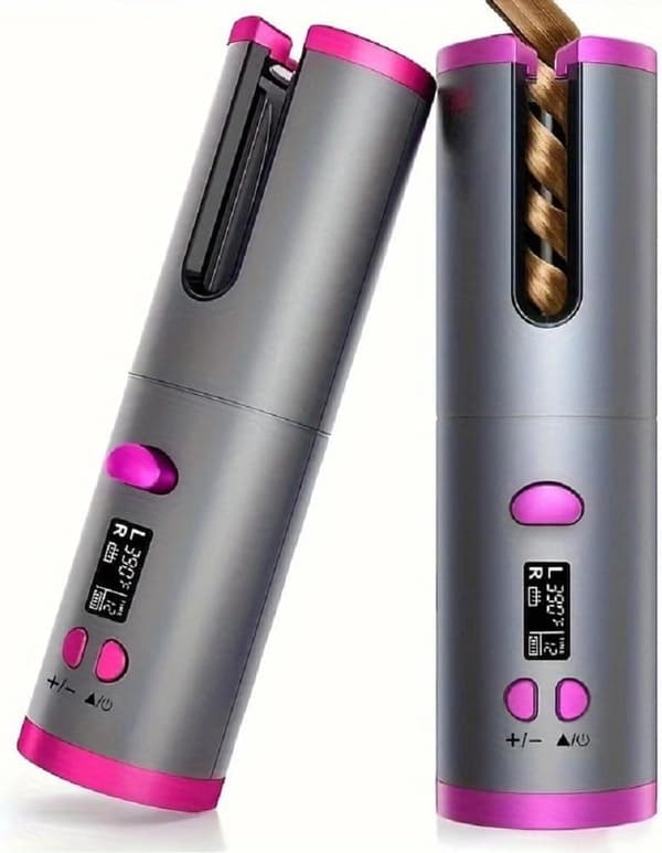 Wireless Curling Iron - Portable Curling Iron with LED, 6 Temperature Settings for All Hair Lengths Grå