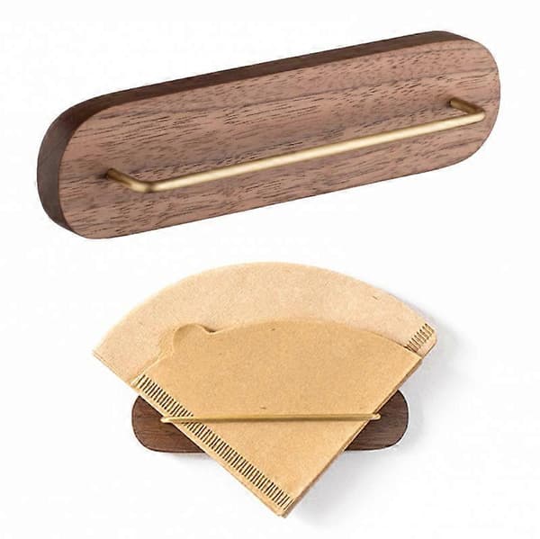 Kaffefilterholder - Kaffefilterholder - Filterposeholder - Filterpapirholder - Konisk - Tre og Messing - 13,8*3,5cm - for Kaffefilter -