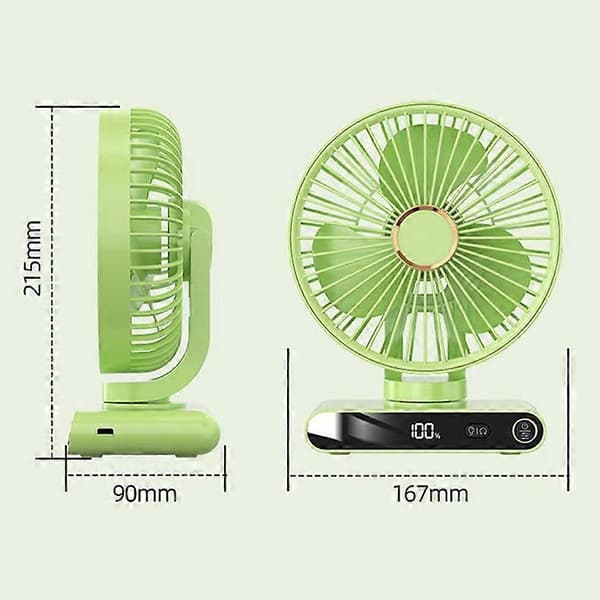 F6 LED Smart Digital Display 5-trins Vindhastighed Bordplade Natlys Ventilator Not Specified Shaking Head White