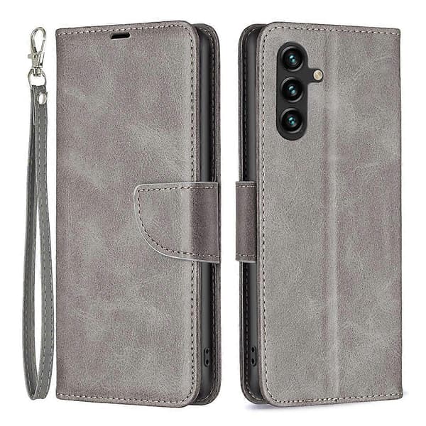 Højkvalitets lædercover med pung og stativ til Samsung Galaxy A35 5G Grey