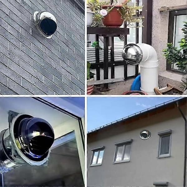 Ventilationsrist - Vægventilationshætte - Rustfrit stål - Rund - Ø 117 mm - Lamelrist - sølv - til 117 mm rør