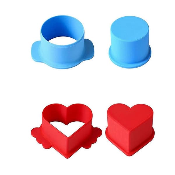 Cirkel- og hjertekageudstikker og -skubber, 3D-printede kageforme sæt, til hjemmebag Blue  Red
