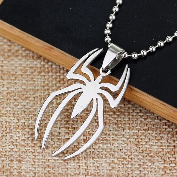 Højkvalitets Marvel Superhelte Rustfrit Stål Spider Sølv Mode Vedhæng Halskæde 1 Pcs Silver