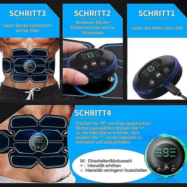 Abs Stimulating Belt, magträningsapparat för muskler, blå