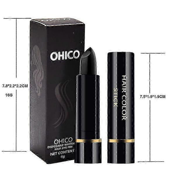 Root Touch-Up Stick - Tillfällig hårfärgningspenna - Gråhårstäckning - Semi-permanent vattentät långvarig täckning för hår och skägg Black