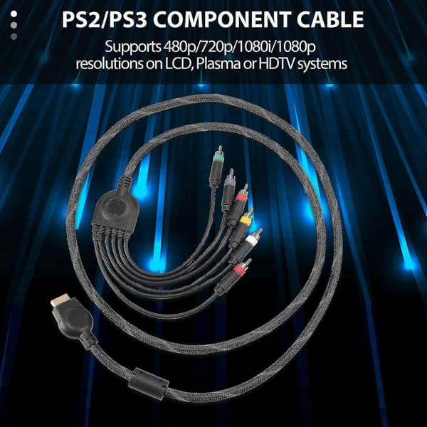 Komponentkabel för PS2/PS3 1,8 m, högupplöst spelkabel för PS2/3